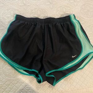 Nike Women's Black and Teal Tempo Running Shorts